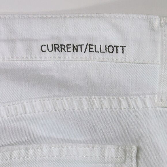 Current Elliott Cropped Straight Sugar Destroy White Jeans Released Hem Denim 29 - Picture 7 of 15